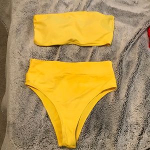 High waisted yellow bikini